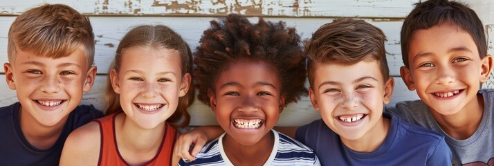 Diverse children having fun in community park, ideal for kid s product ads  soft light, joyful faces