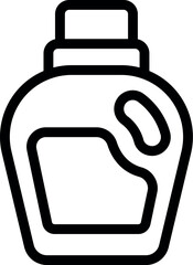 Black outline icon of a plastic bottle containing cleaning product with measuring lines for laundry or home hygiene