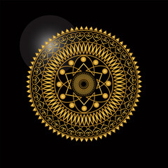 An abstract gold mandala. Circular pattern.