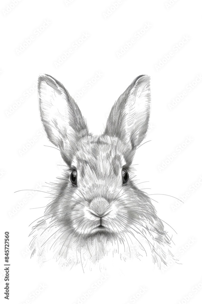 Poster a simple yet charming illustration of a rabbit in black and white, suitable for various uses such as