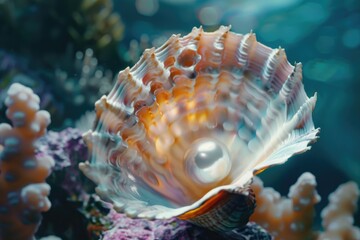 A beautiful pearl inside an open shell, great for jewelry or design inspiration