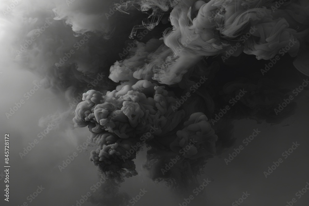 Wall mural A black and white photo of smoke in the air