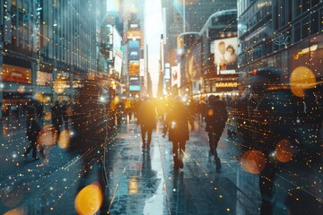 Obraz premium People walking on a busy urban street during daytime