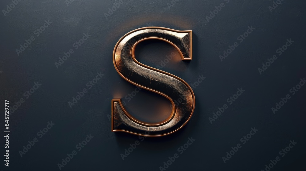 Poster a gold letter s on a black background, suitable for use in branding or design projects