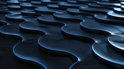Obraz premium Abstract Blue Waves with Reflective Highlights on a Dark Background