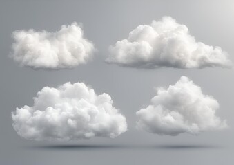 set of realistic isolated cloud on the white light background