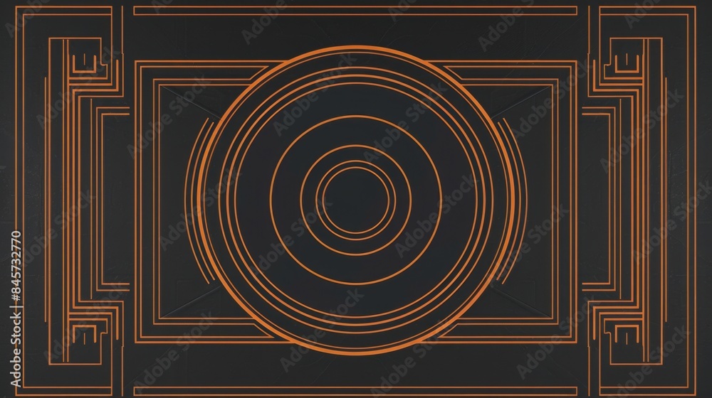 Poster a simple design featuring orange circles on a black background