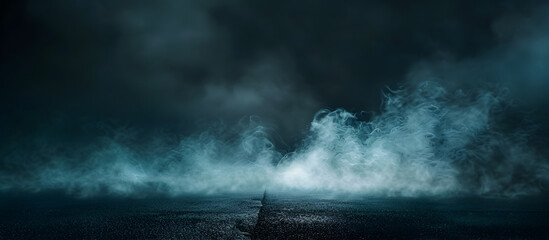 A night road in the fog