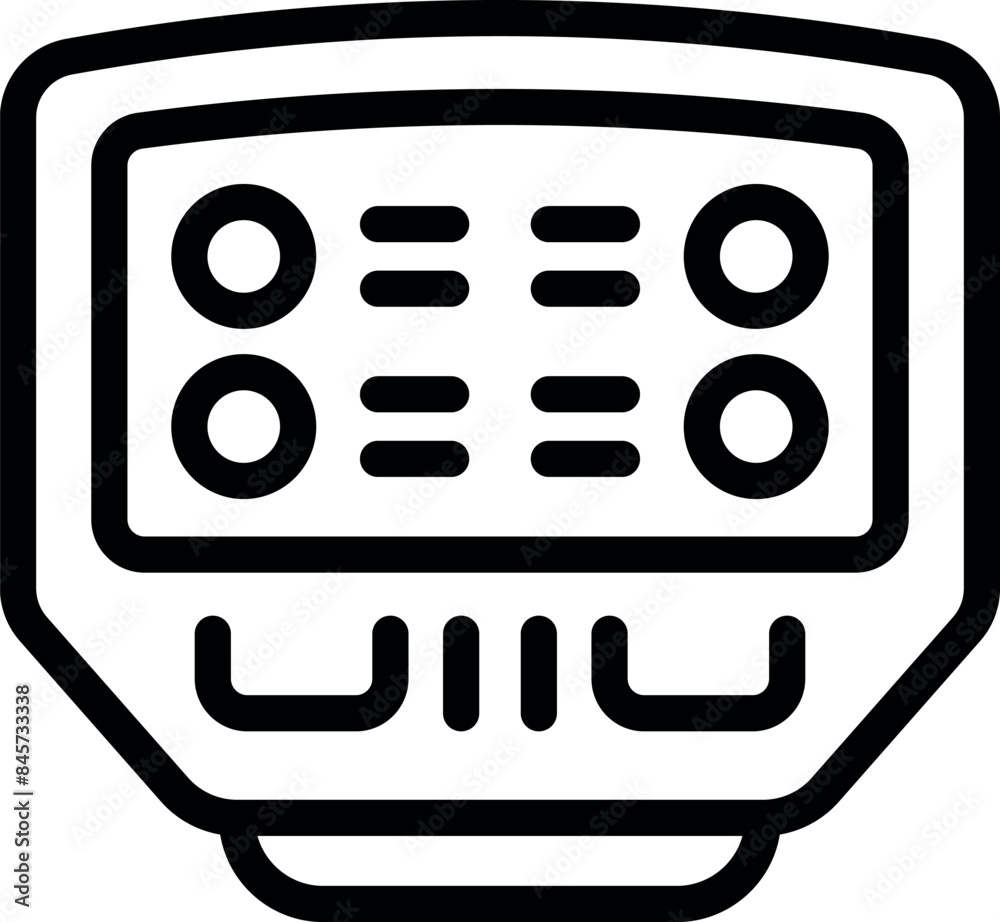 Poster simple icon of a control panel with buttons and indicators, suggesting a user interface for electron