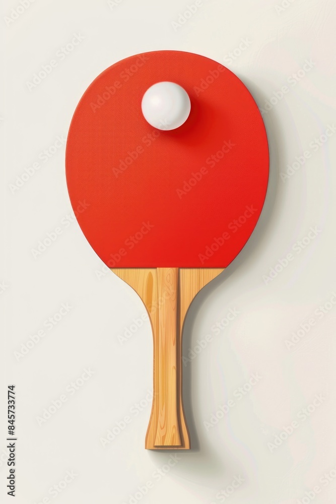 Poster A close-up view of a ping pong paddle with a ball placed on top