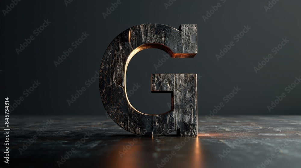 Aufkleber a detailed view of a wooden letter on a table, suitable for use in designs or as a background elemen