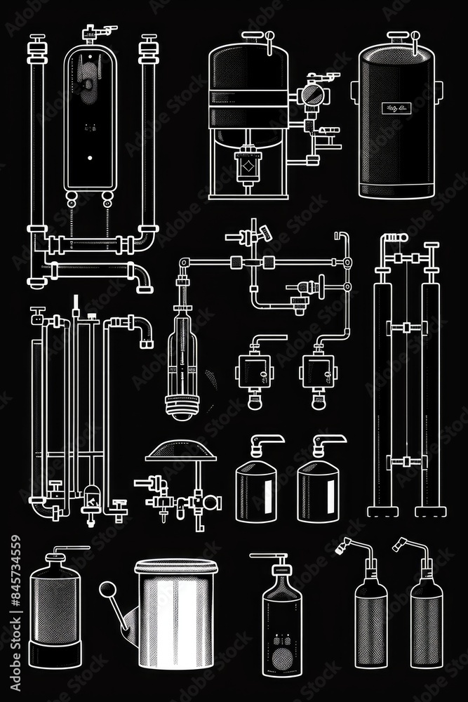 Poster a collection of various pipe and valve types