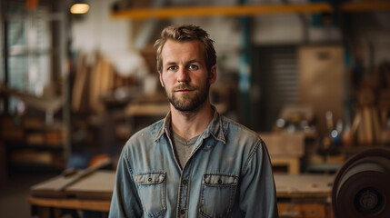 Fototapeta premium Portrait of an Workshop Entrepreneur with an Air of Quiet Confidence