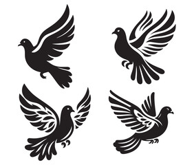 illustration of a pigeon silhouette vector art Illustration