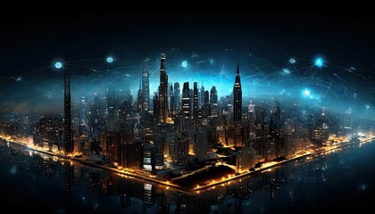 Fototapeta premium night city skyline