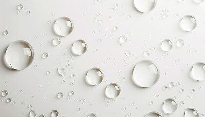 Water drops on white background top view 