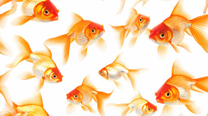 Fototapeta premium Seamless pattern of goldfish on white background