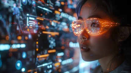 A young student interacts with a holographic social studies display, learning through an immersive, interactive experience.