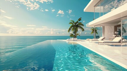 Fototapeta premium A large swimming pool located next to a beach, ideal for summer fun and relaxation