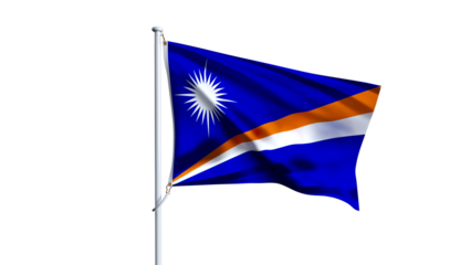 Waving flag of marshall islands isolated on transparent background.