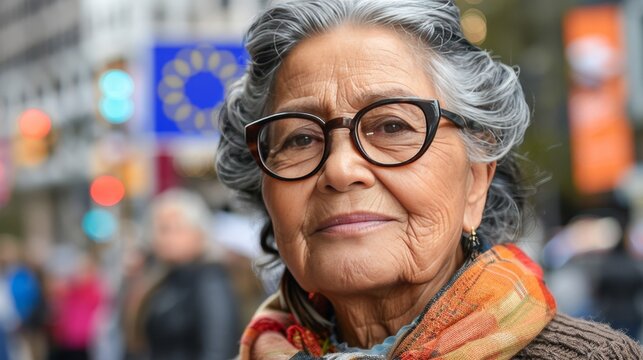 Proud woman displaying the european flag in a symbolic gesture of unity and patriotism
