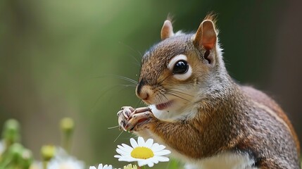 Obraz premium A squirrel feeding on a flower