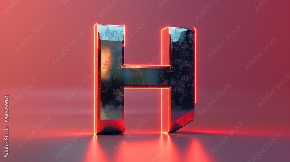 Poster close-up of a letter h lit up with red lights, often used as a decorative element or in creative pro