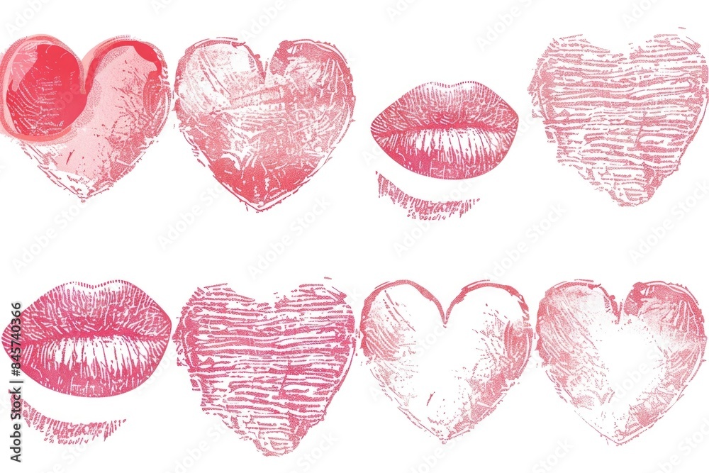 Poster Close-up photo of multiple sets of lips forming a pattern