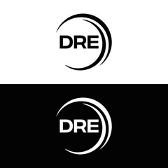 DRE logo. D R E design. White DRE letter. DRE, D R E letter logo design. D R E letter logo design in FIVE, FOUR, THREE, style. letter logo set in one artboard. D R E letter logo vector design.