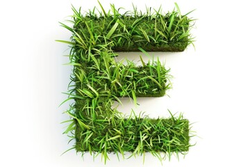 Close-up shot of a grassy letter E, perfect for creative uses