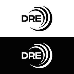 DRE logo. D R E design. White DRE letter. DRE, D R E letter logo design. D R E letter logo design in FIVE, FOUR, THREE, style. letter logo set in one artboard. D R E letter logo vector design.