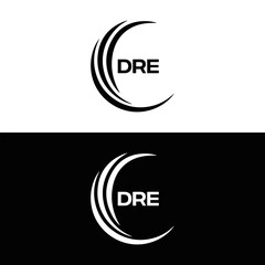 DRE logo. D R E design. White DRE letter. DRE, D R E letter logo design. D R E letter logo design in FIVE, FOUR, THREE, style. letter logo set in one artboard. D R E letter logo vector design.