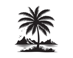 coconut tree Silhouette Illustration Vector Graphic Design Art Shadow Shape design