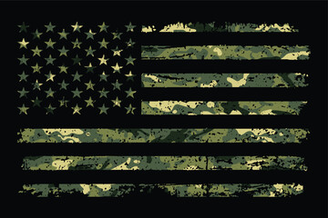 American Flag With Camouflage Design