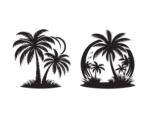 coconut tree Silhouette Illustration Vector Graphic Design Art Shadow Shape design