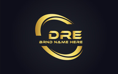 Naklejka premium DRE logo. D R E design. White DRE letter. DRE, D R E letter logo design. D R E letter logo design in FIVE, FOUR, THREE, style. letter logo set in one artboard. D R E letter logo vector design.