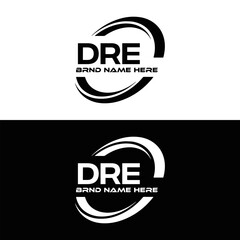 DRE logo. D R E design. White DRE letter. DRE, D R E letter logo design. D R E letter logo design in FIVE, FOUR, THREE, style. letter logo set in one artboard. D R E letter logo vector design.