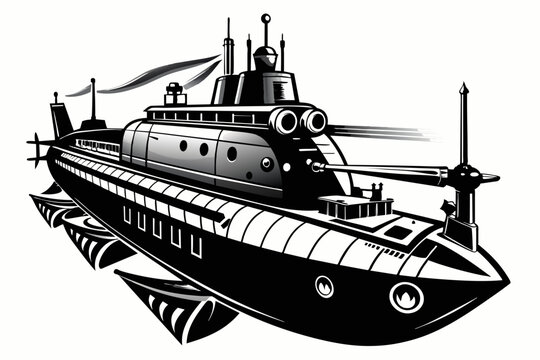 recommend clip art: Submarine silhouette vector illustration 