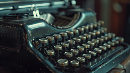 Fototapeta premium Elegant Shot of a Vintage Typewriter Focusing on the Keys