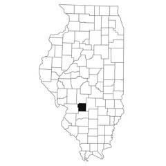 Map of bond County in Illinois state on white background. single County map highlighted by black colour on Illinois map. UNITED STATES, US