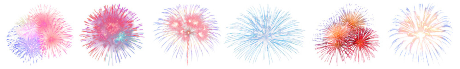 Obraz premium PNG Colorful fireworks burst celebration set