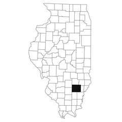 Map of Wayne County in Illinois state on white background. single County map highlighted by black colour on Illinois map. UNITED STATES, US