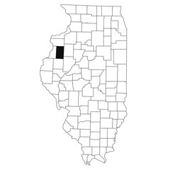Map of Warren County in Illinois state on white background. single County map highlighted by black colour on Illinois map. UNITED STATES, US
