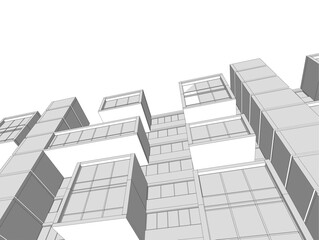 Modern architecture building 3d illustration