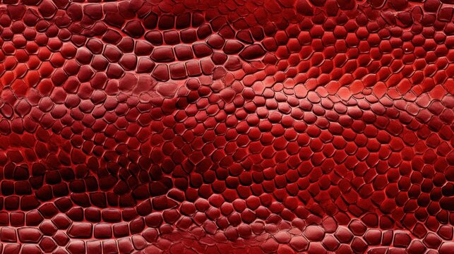 Seamless pattern with red reptile skin scales texture.