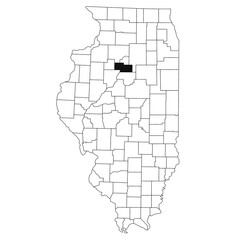Map of Marshall County in Illinois state on white background. single County map highlighted by black colour on Illinois map. UNITED STATES, US