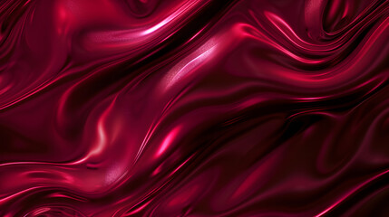 Fototapeta premium 4k Amazing abstract maroon curved silk texture. 3d banner dark royal red color. Oil marble trendy dynamic art with glowing effect. Wavy fluid modern deluxe background. Passion lovely banner. Romantic