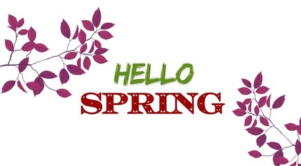 Spring Background. Hello Spring season. Cartoon Vector illustration design for Poster, Banner, Flyer, Greeting, Card, Cover, Post, Promotion. beautiful and colorful plants, leaves and flowers.