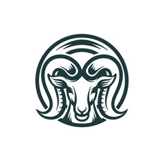 Vintage goat head logo with engraved style