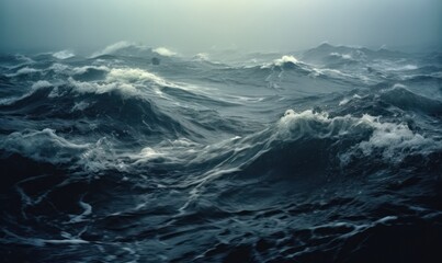 Sea storm turbulent bottomless ocean